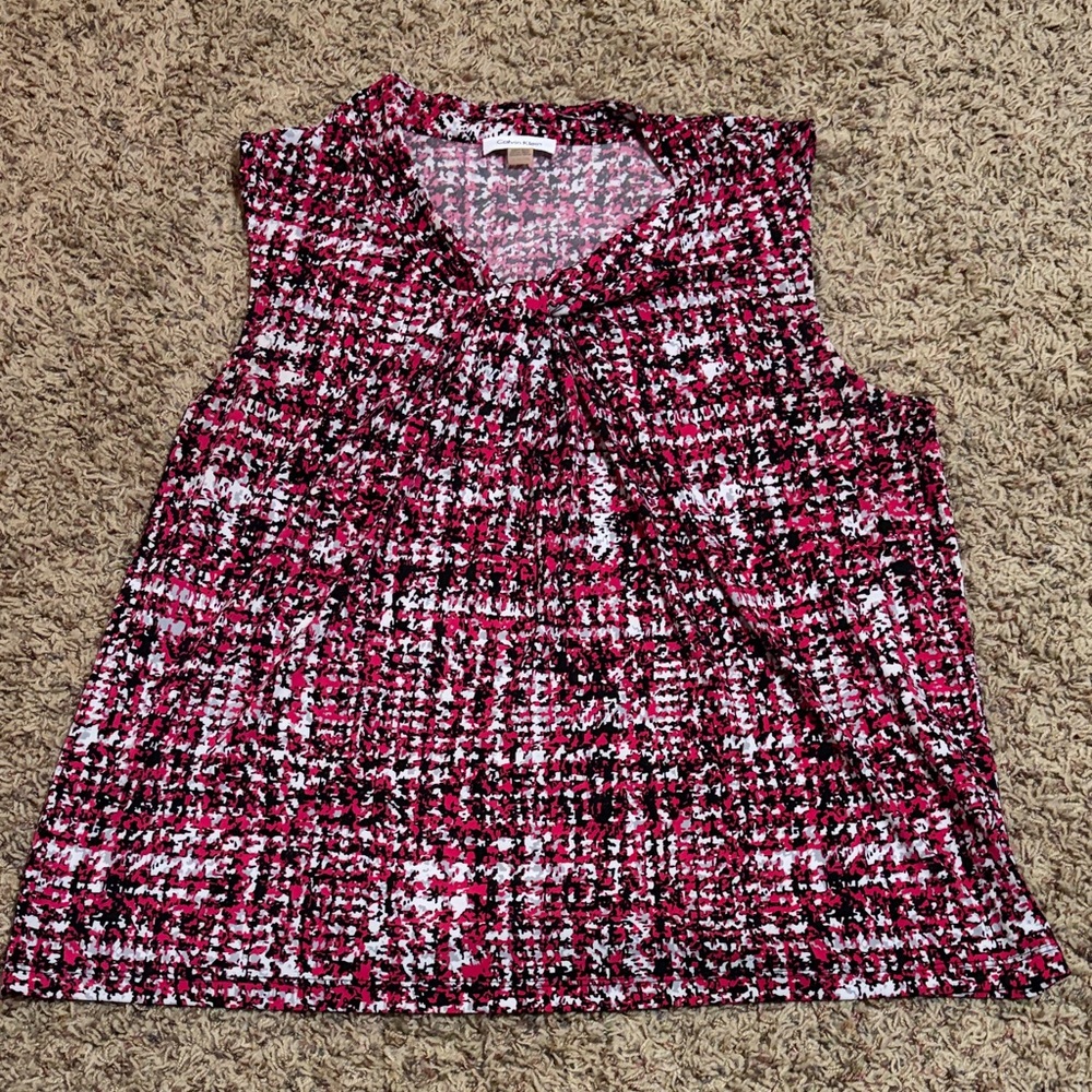 Calvin Klein Pink and Black Sleeveless Work Top Size 1X